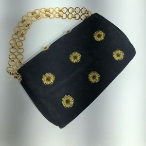 Adrienne Vitadinni black suede embroidered purse